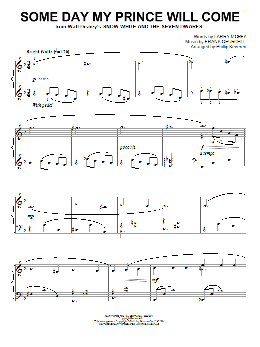 Frank Churchill Some Day My Prince Will Come [Classical version] (arr. Phillip Keveren) sheet music notes and chords. Download Printable PDF.