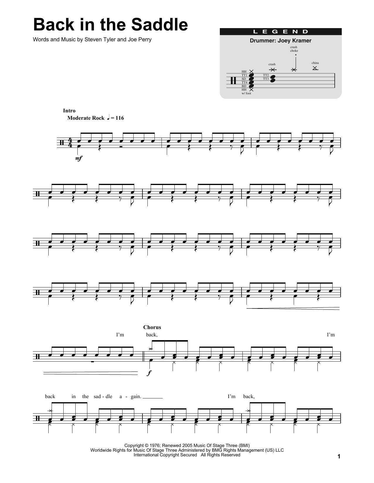 Aerosmith Back In The Saddle sheet music notes and chords. Download Printable PDF.