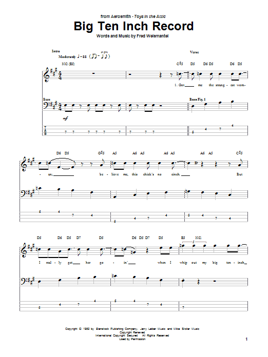 Aerosmith Big Ten Inch Record sheet music notes and chords. Download Printable PDF.