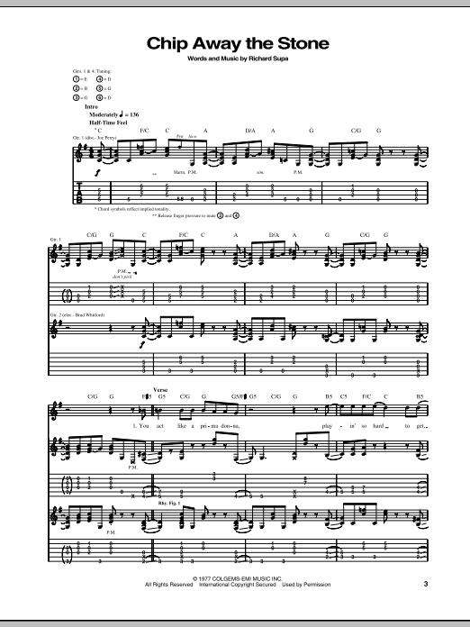 Aerosmith Chip Away The Stone sheet music notes and chords. Download Printable PDF.