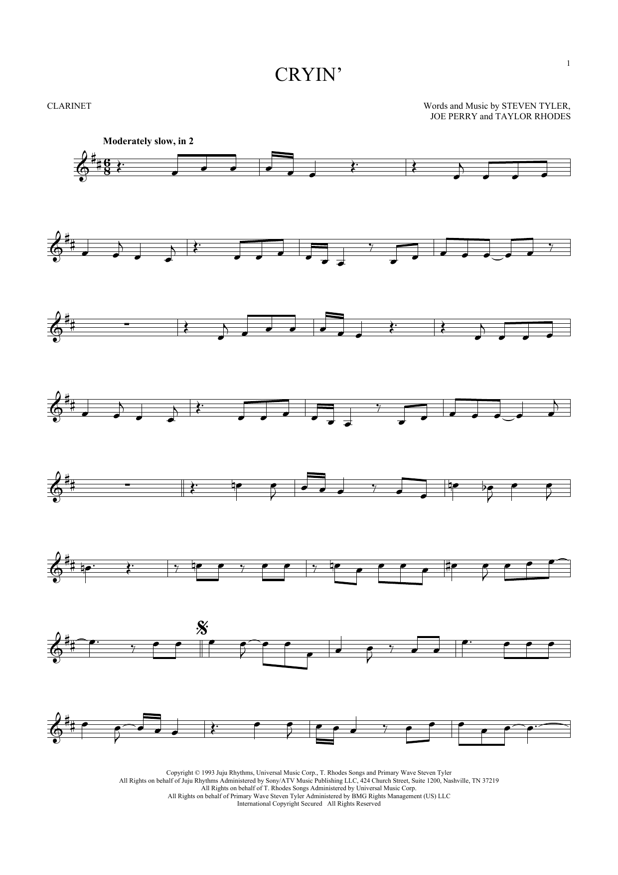 Aerosmith Cryin' sheet music notes and chords arranged for Ukulele