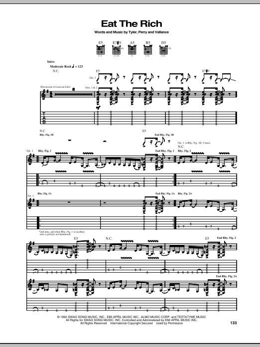 Aerosmith Eat The Rich sheet music notes and chords. Download Printable PDF.