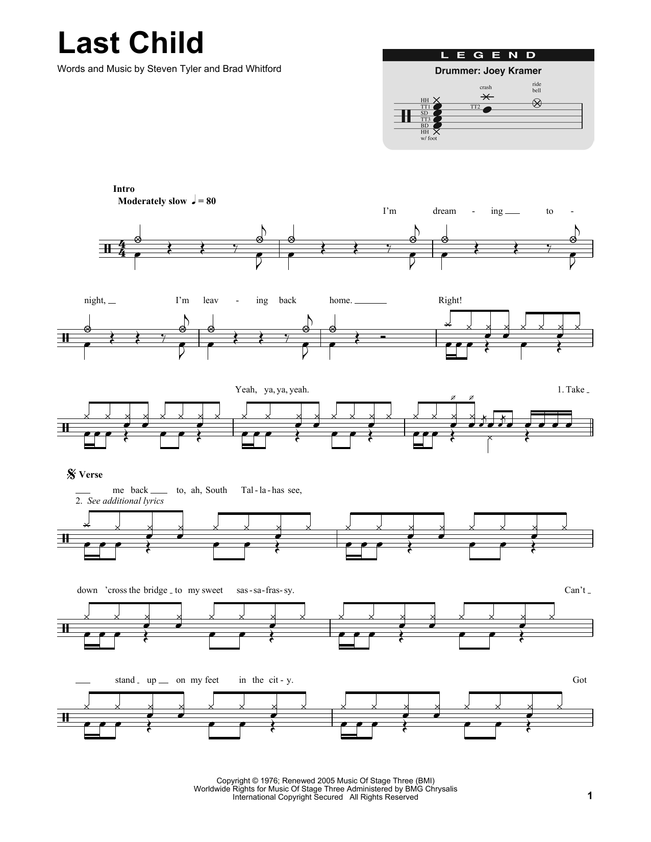 Aerosmith Last Child sheet music notes and chords arranged for Piano, Vocal & Guitar Chords (Right-Hand Melody)