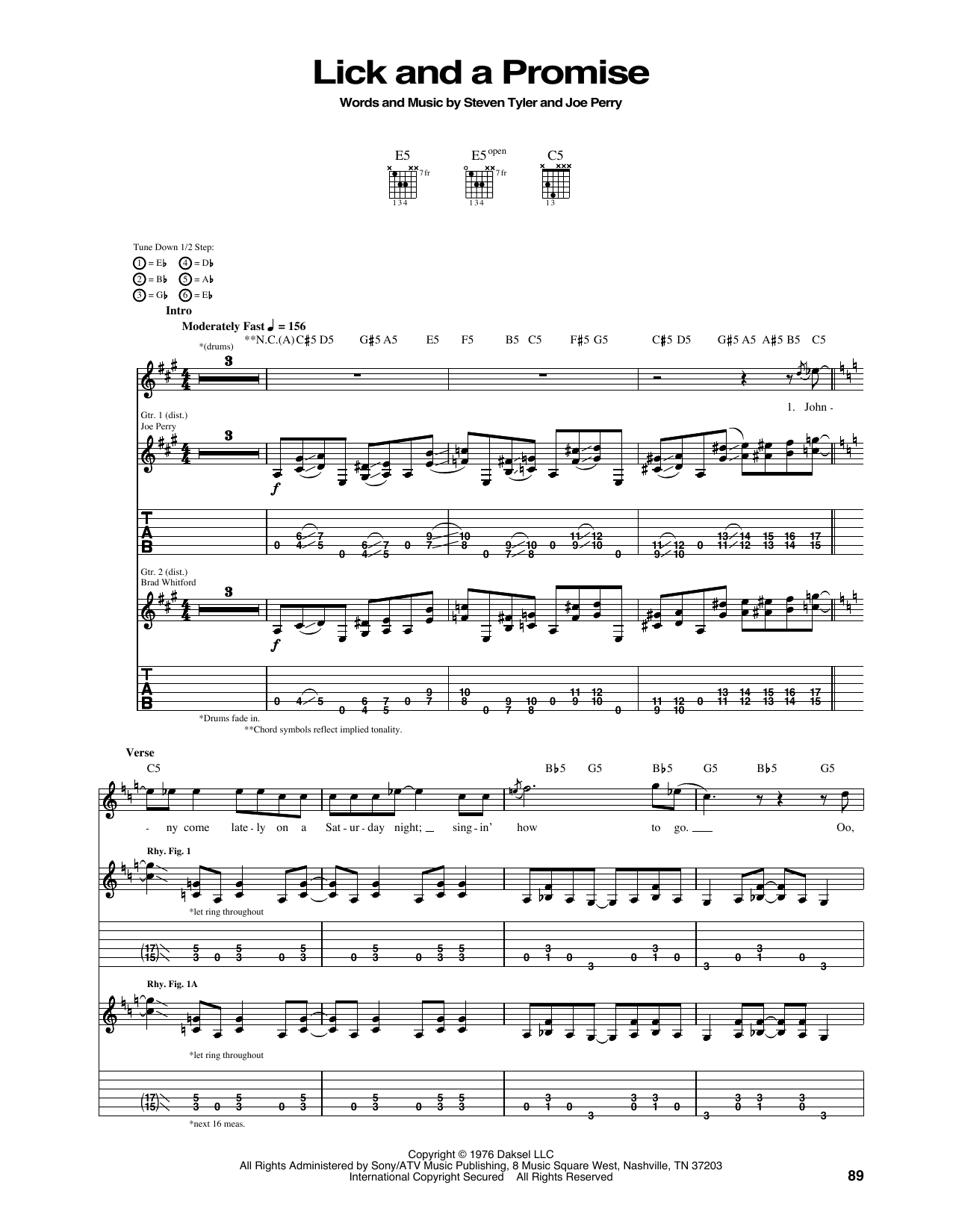 Learn to play Aerosmith Lick And A Promise sheet music for Guitar Tab in minutes. Price: 7.8900$ Aerosmith Lick And A Promise sheet music notes and chords arranged for Guitar Tab