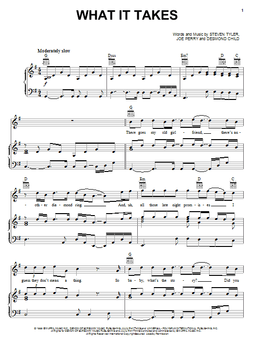 Aerosmith What It Takes sheet music notes and chords arranged for Guitar Tab