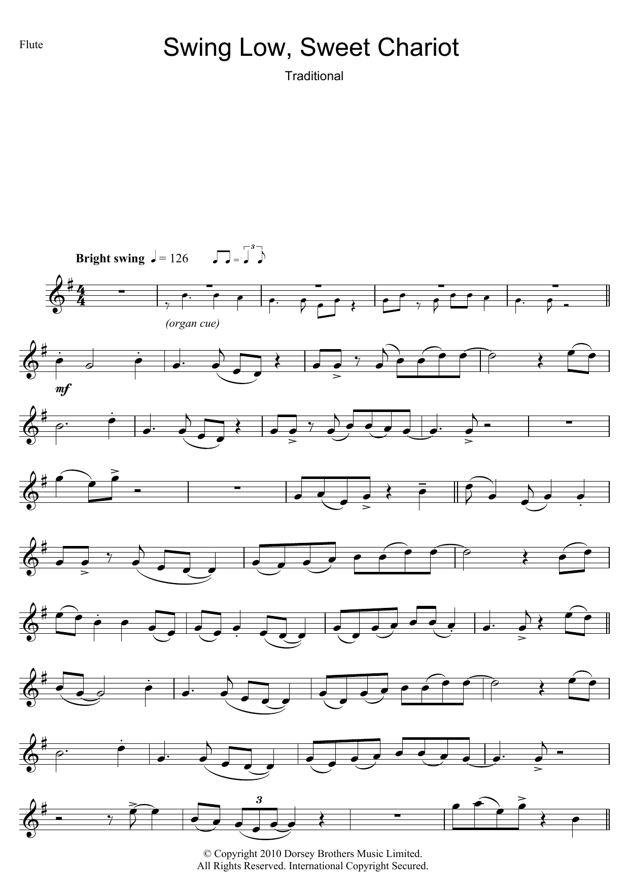 African-American Spiritual Swing Low, Sweet Chariot sheet music notes and chords. Download Printable PDF.