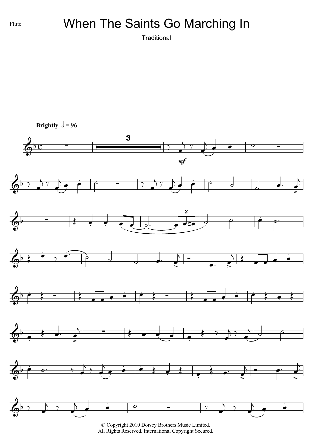 African-American Spiritual When The Saints Go Marching In sheet music notes and chords. Download Printable PDF.