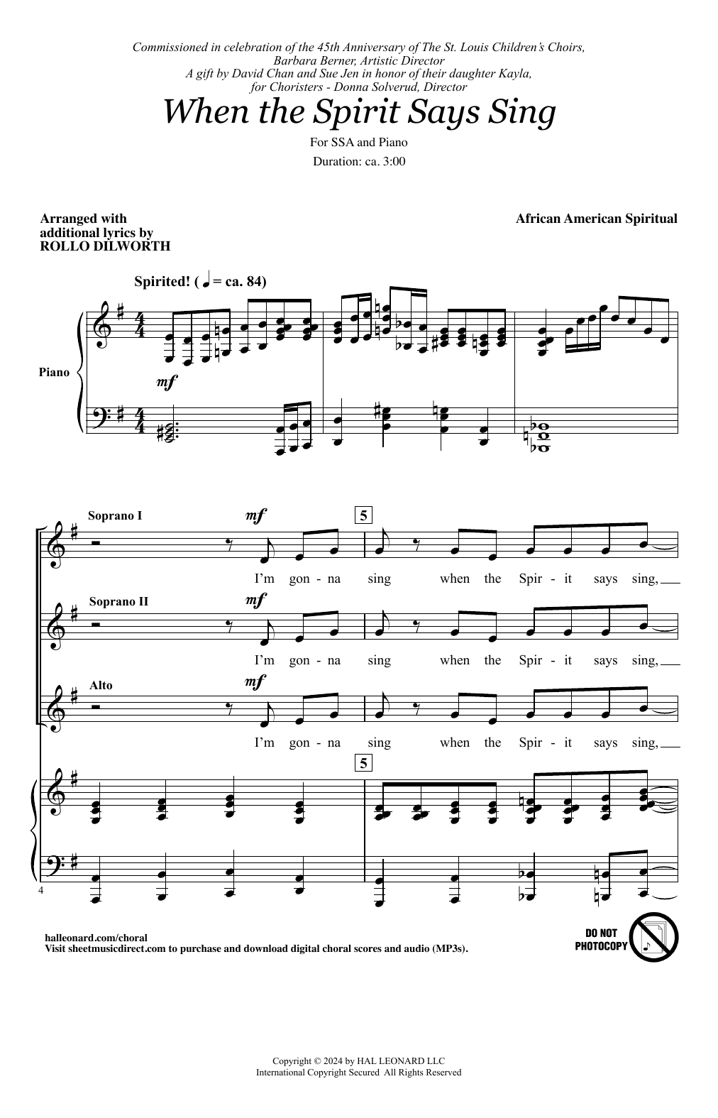 African American Spiritual When The Spirit Says Sing (arr. Rollo Dilworth) sheet music notes and chords. Download Printable PDF.