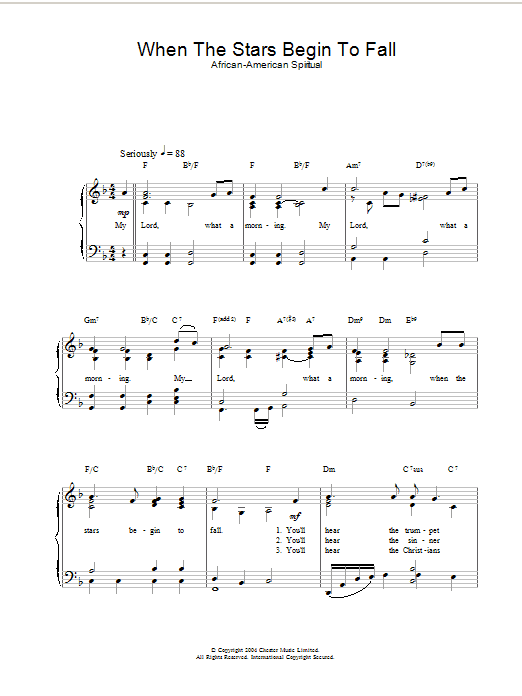 African-American Spiritual When The Stars Begin To Fall sheet music notes and chords. Download Printable PDF.