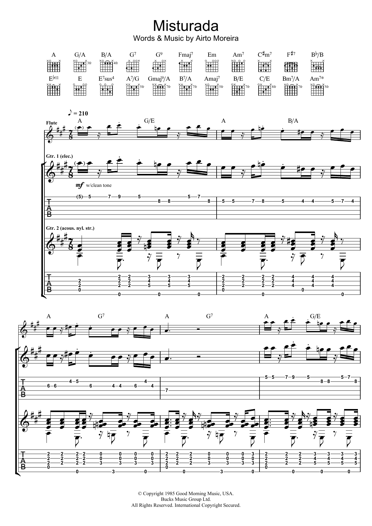 Learn to play Airto Moreira Misturada sheet music for Guitar Tab in minutes. Price: 7.8900$ Airto Moreira Misturada sheet music notes and chords arranged for Guitar Tab