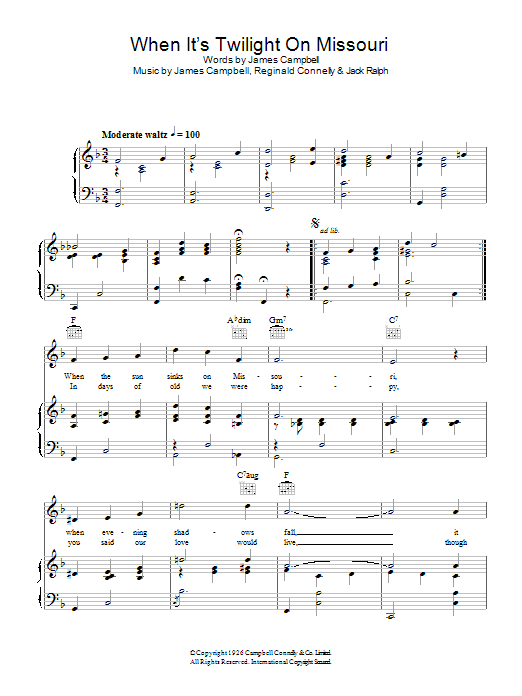 Al Bowlly When It's Twilight On Missouri sheet music notes and chords arranged for Piano, Vocal & Guitar Chords