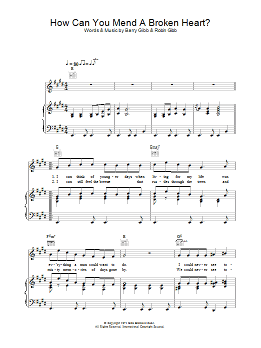 Al Green How Can You Mend A Broken Heart? sheet music notes and chords arranged for Piano, Vocal & Guitar Chords