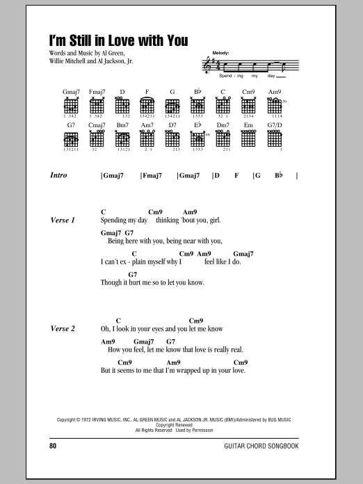 Al Green I'm Still In Love With You sheet music notes and chords arranged for Piano, Vocal & Guitar Chords (Right-Hand Melody)