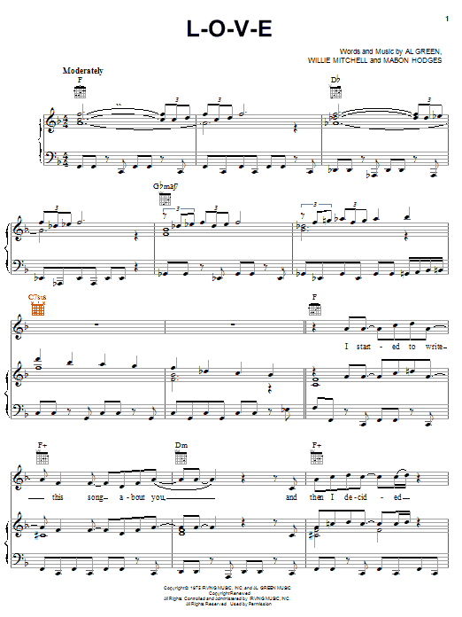 Al Green L-O-V-E sheet music notes and chords. Download Printable PDF.