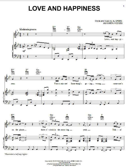 Al Green Love And Happiness sheet music notes and chords. Download Printable PDF.