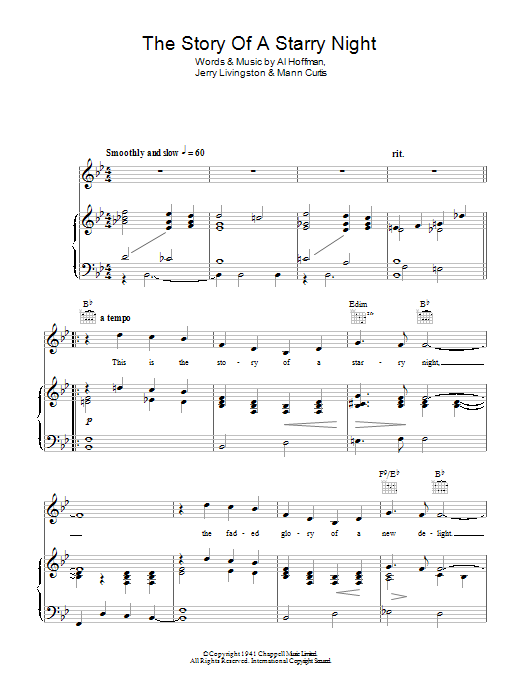 Al Hoffman The Story Of A Starry Night sheet music notes and chords arranged for Piano, Vocal & Guitar Chords