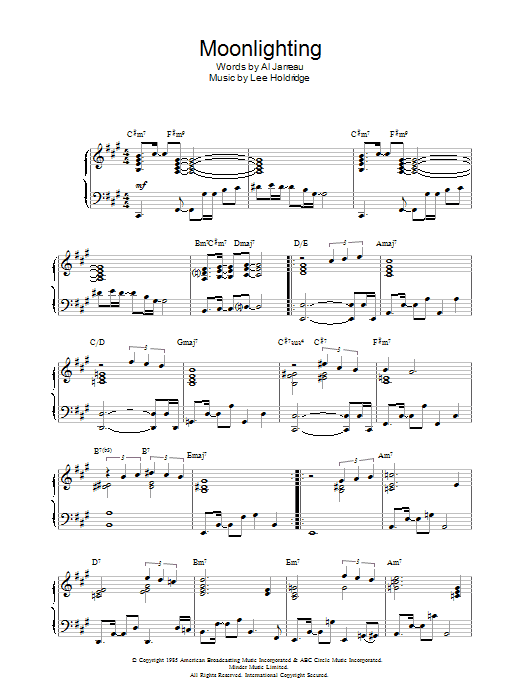 Al Jarreau Moonlighting sheet music notes and chords. Download Printable PDF.