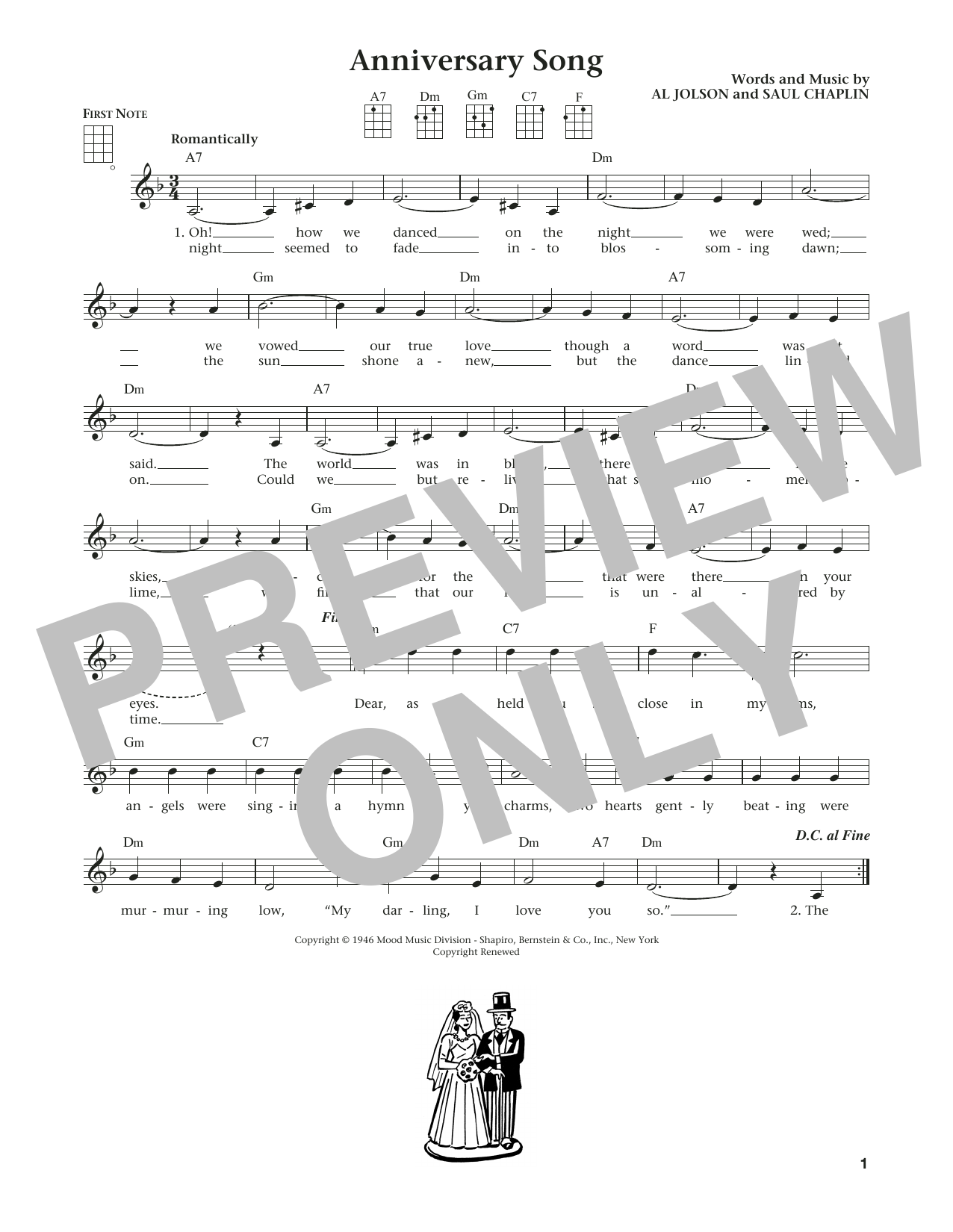 Learn to play Saul Chaplin Anniversary Song (from The Daily Ukulele) (arr. Liz and Jim Beloff) sheet music for Ukulele in minutes. Price: 5.9900$ Saul Chaplin Anniversary Song (from The Daily Ukulele) (arr. Liz and Jim Beloff) sheet music notes and chords arranged for Ukulele