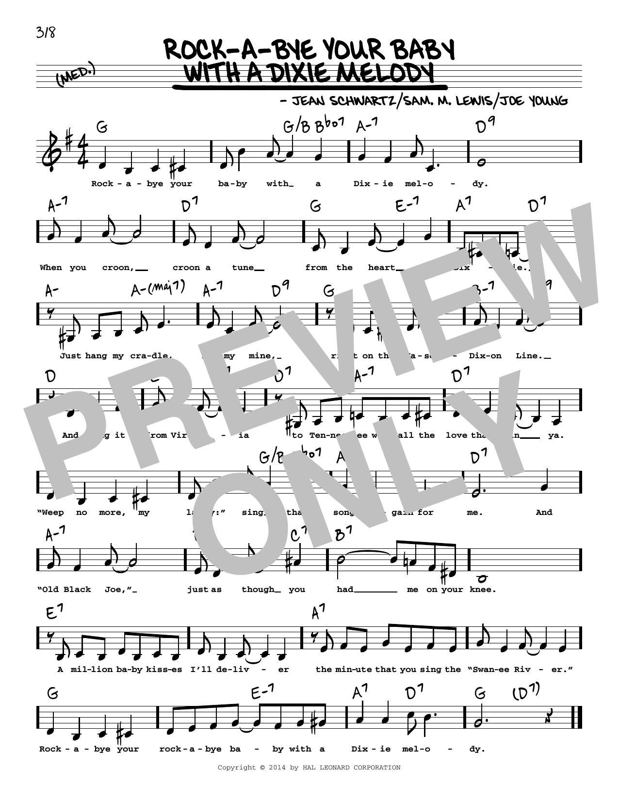 Al Jolson Rock-A-Bye Your Baby With A Dixie Melody (Low Voice) sheet music notes and chords. Download Printable PDF.