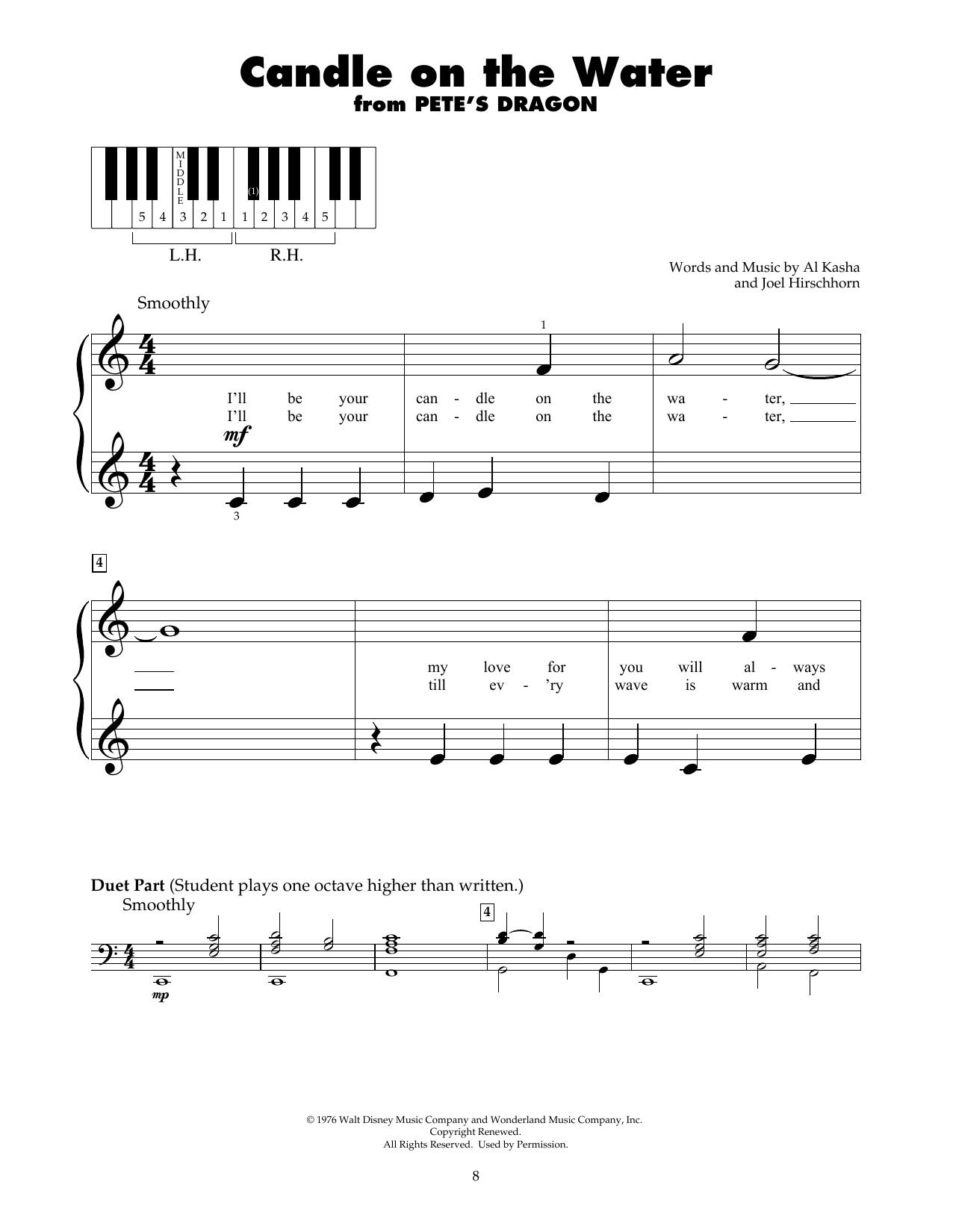 Al Kasha Candle On The Water (from Pete's Dragon) sheet music notes and chords. Download Printable PDF.