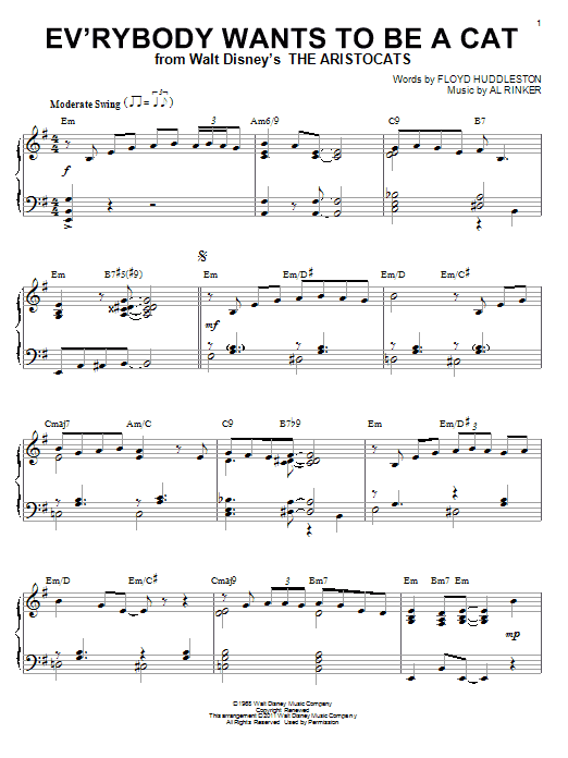 Al Rinker Ev'rybody Wants To Be A Cat [Jazz version] (arr. Brent Edstrom) sheet music notes and chords. Download Printable PDF.