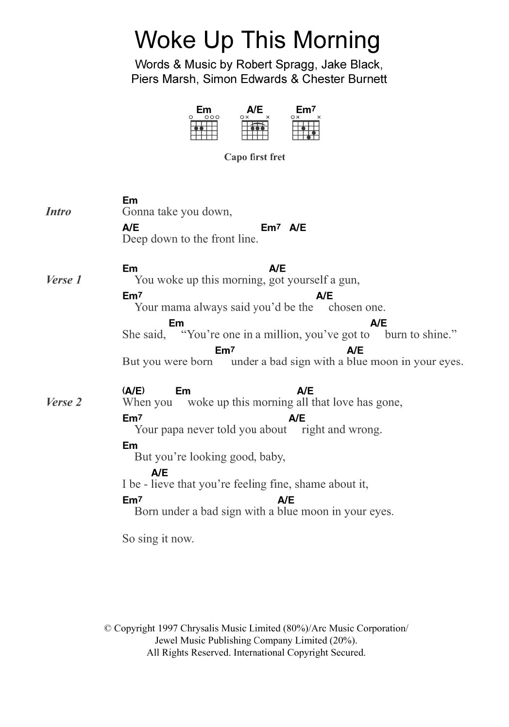 Alabama 3 Woke Up This Morning (Theme from The Sopranos) sheet music notes and chords. Download Printable PDF.