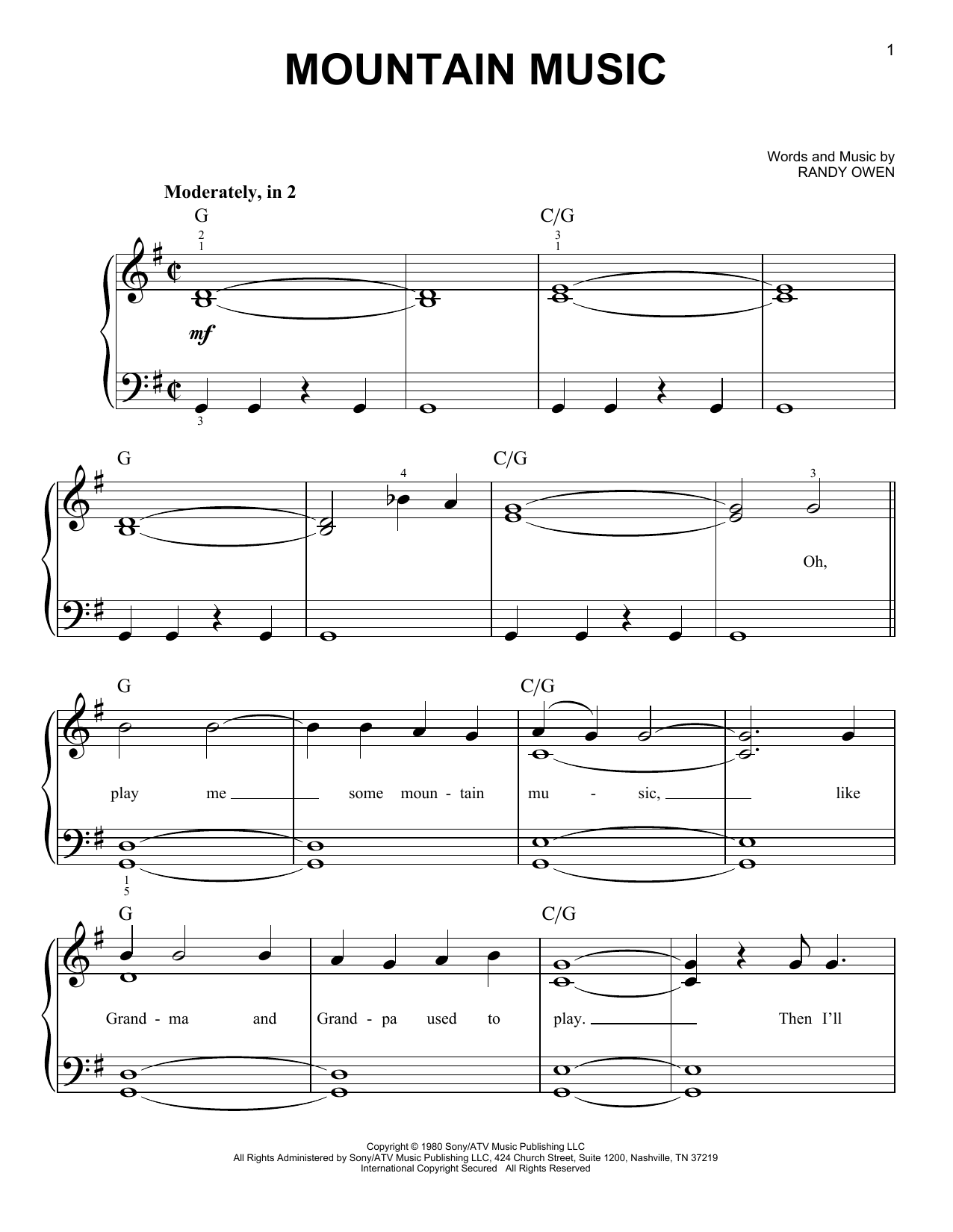 Alabama Mountain Music sheet music notes and chords. Download Printable PDF.