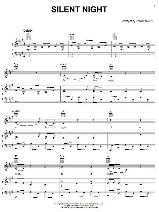 Alabama Silent Night sheet music notes and chords. Download Printable PDF.