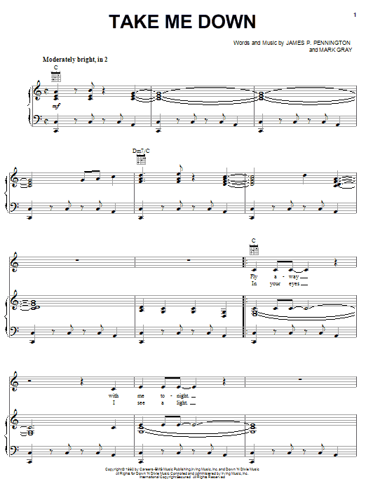 Alabama Take Me Down sheet music notes and chords arranged for Piano, Vocal & Guitar Chords (Right-Hand Melody)