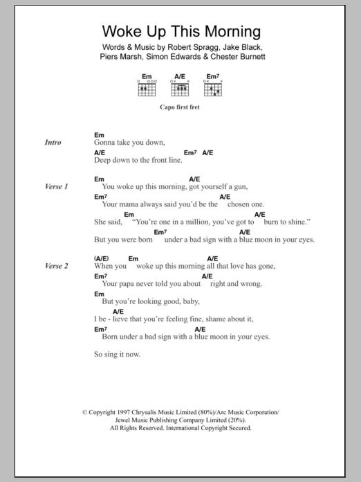 Alabama 3 Woke Up This Morning (Theme from The Sopranos) sheet music notes and chords. Download Printable PDF.