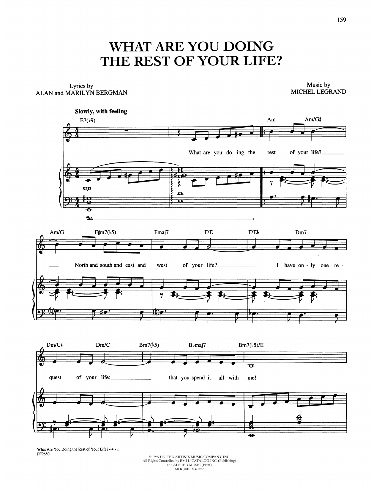 Alan and Marilyn Bergman and Michel Legrand What Are You Doing The Rest Of Your Life? sheet music notes and chords. Download Printable PDF.