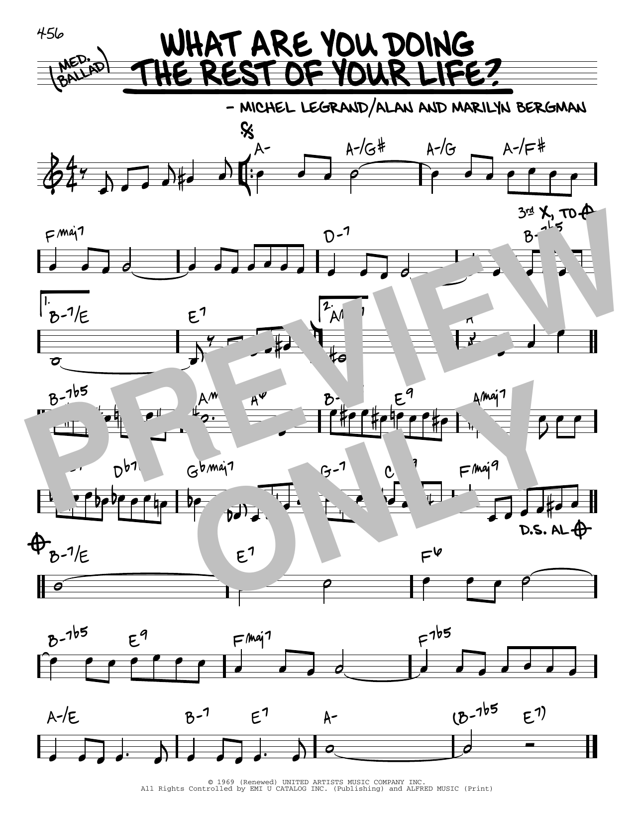 Learn to play Alan Bergman What Are You Doing The Rest Of Your Life? sheet music for Real Book – Melody & Chords in minutes. Price: 5.9900$ Alan Bergman What Are You Doing The Rest Of Your Life? sheet music notes and chords arranged for Real Book – Melody & Chords
