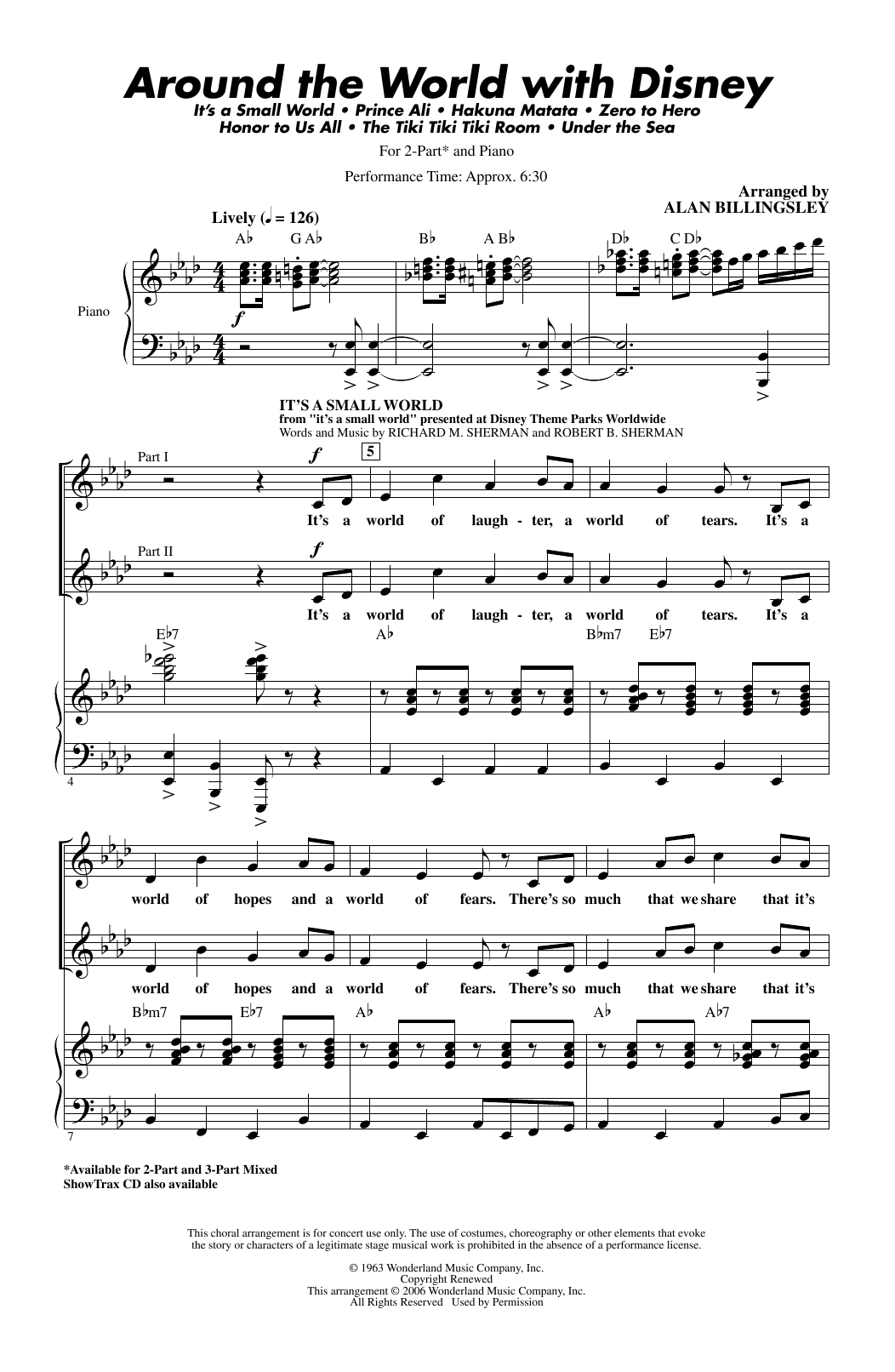 Alan Billingsley Around The World With Disney (Medley) sheet music notes and chords. Download Printable PDF.