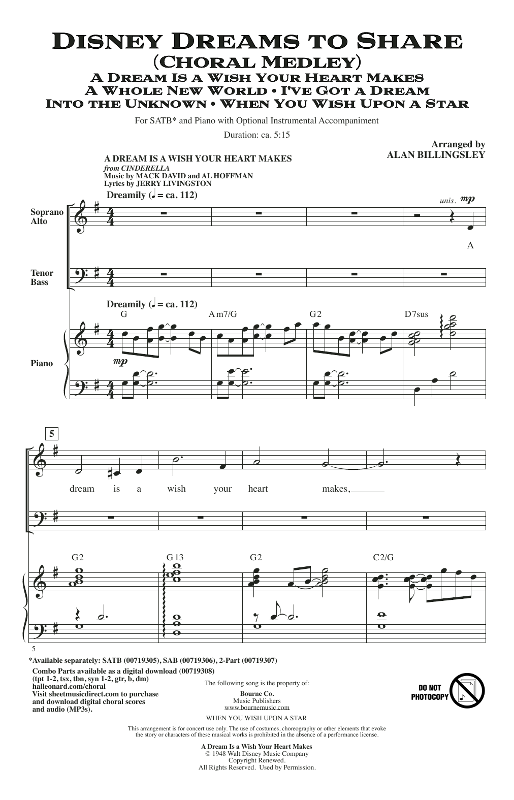 Alan Billingsley Disney Dreams To Share (Choral Medley) sheet music notes and chords. Download Printable PDF.