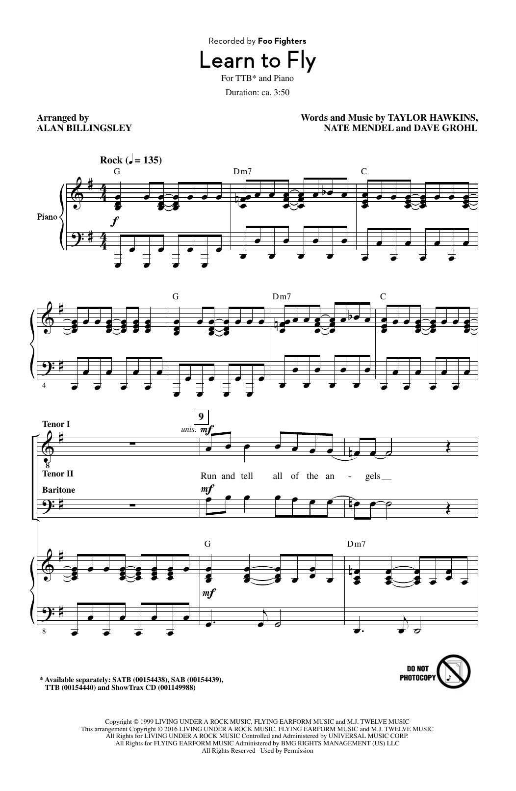 Alan Billingsley Learn To Fly sheet music notes and chords. Download Printable PDF.