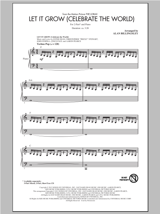 Alan Billingsley Let It Grow sheet music notes and chords. Download Printable PDF.