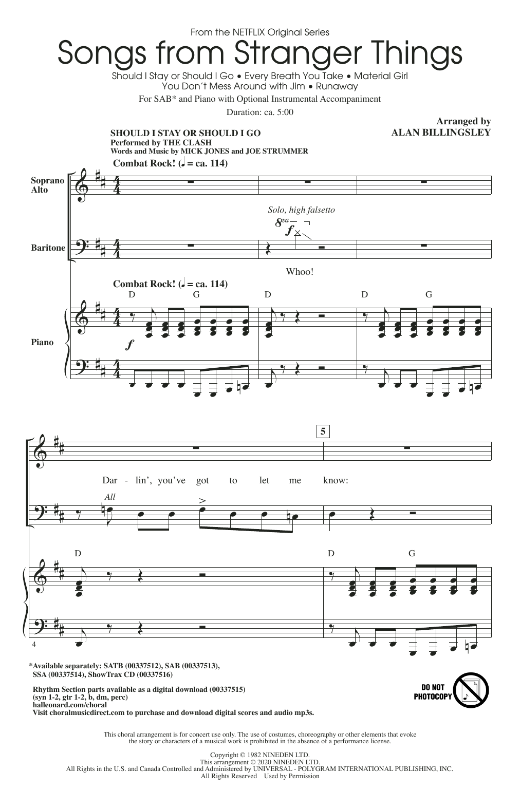 Learn to play Alan Billingsley Songs from Stranger Things (arr. Alan Billingsley) sheet music for SAB Choir in minutes. Price: 3.9900$ Alan Billingsley Songs from Stranger Things (arr. Alan Billingsley) sheet music notes and chords arranged for SAB Choir