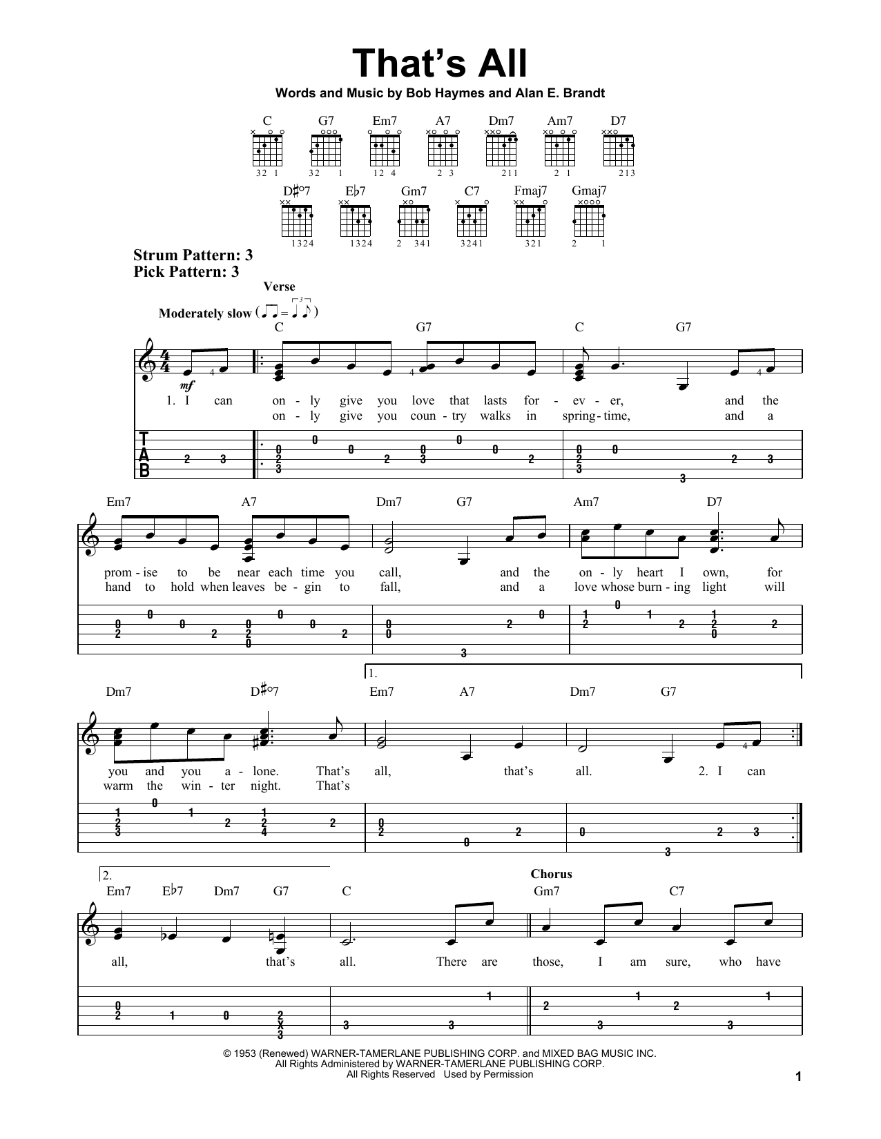 Alan E. Brandt That's All sheet music notes and chords. Download Printable PDF.