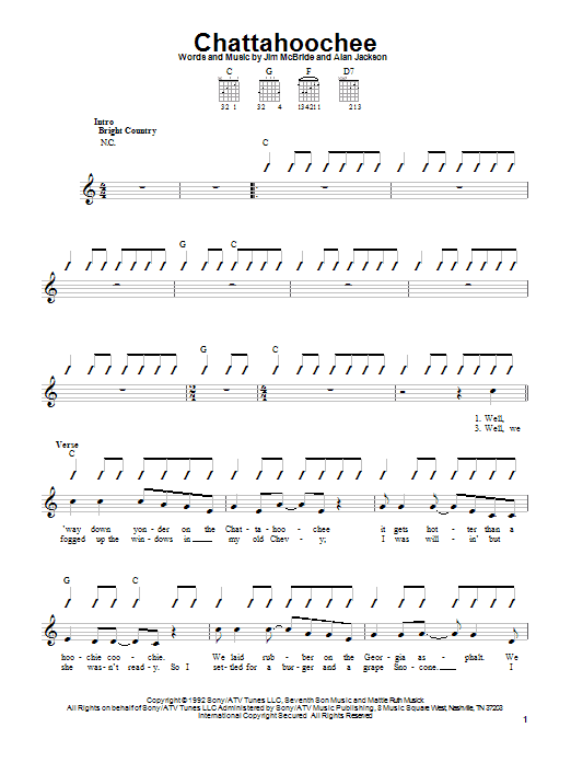 Alan Jackson Chattahoochee sheet music notes and chords. Download Printable PDF.