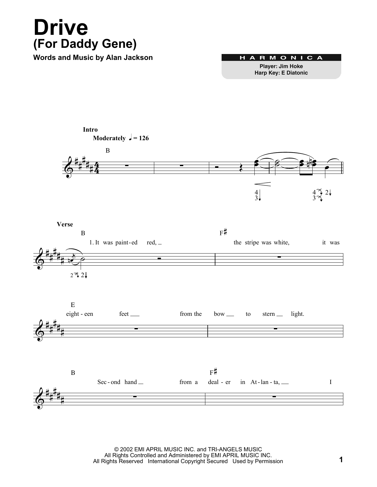 Alan Jackson Drive (For Daddy Gene) sheet music notes and chords. Download Printable PDF.