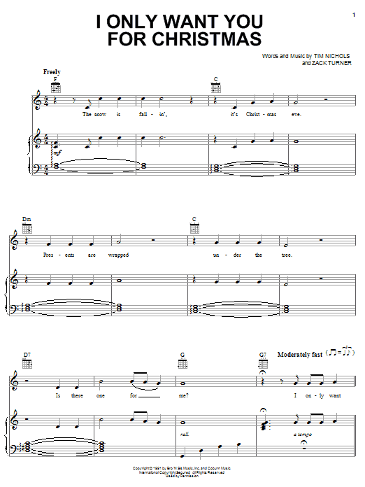 Learn to play Alan Jackson I Only Want You For Christmas sheet music for Piano, Vocal & Guitar Chords (Right-Hand Melody) in minutes. Price: 7.8900$ Alan Jackson I Only Want You For Christmas sheet music notes and chords arranged for Piano, Vocal & Guitar Chords (Right-Hand Melody)