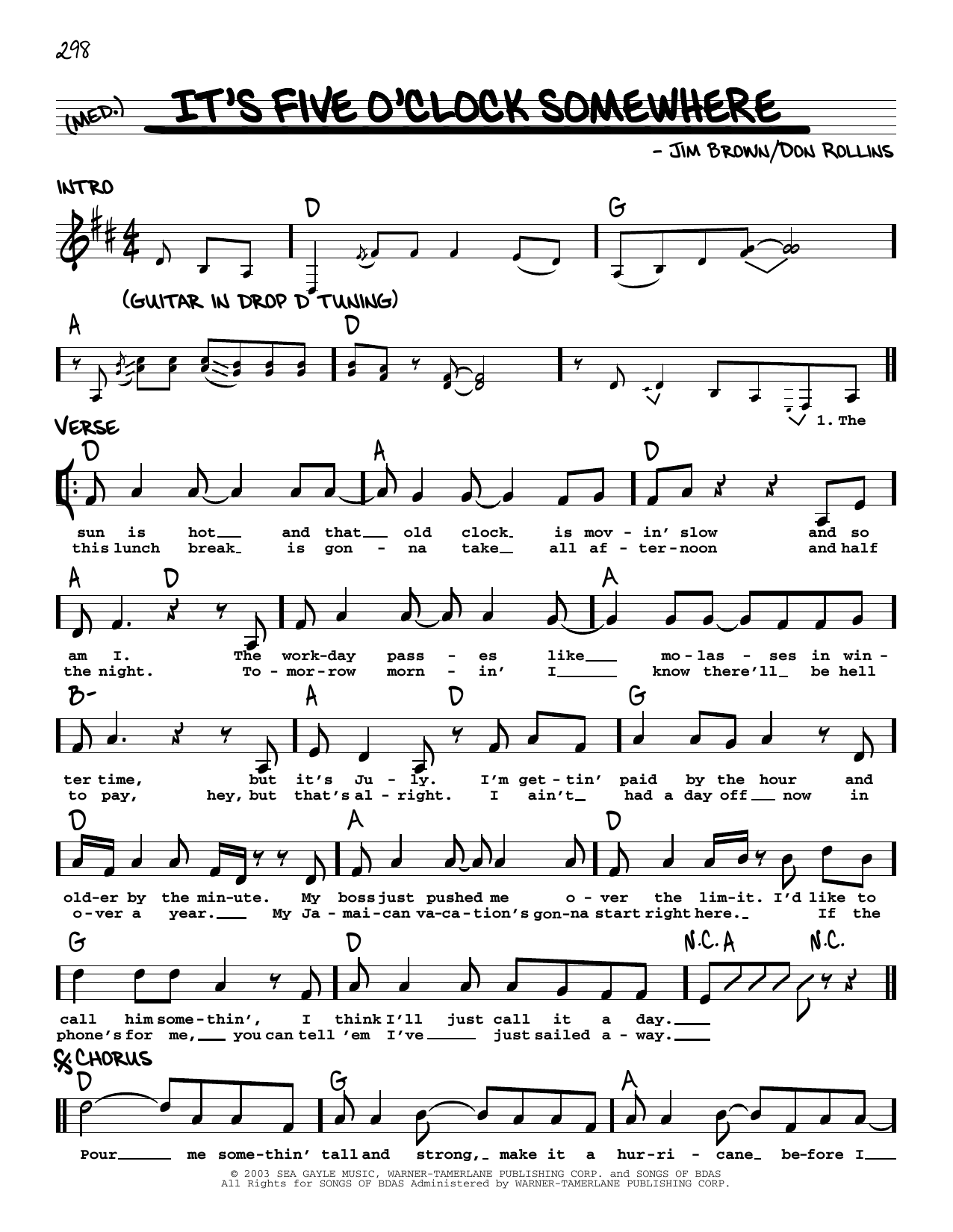 Alan Jackson & Jimmy Buffett It's Five O'Clock Somewhere sheet music notes and chords. Download Printable PDF.