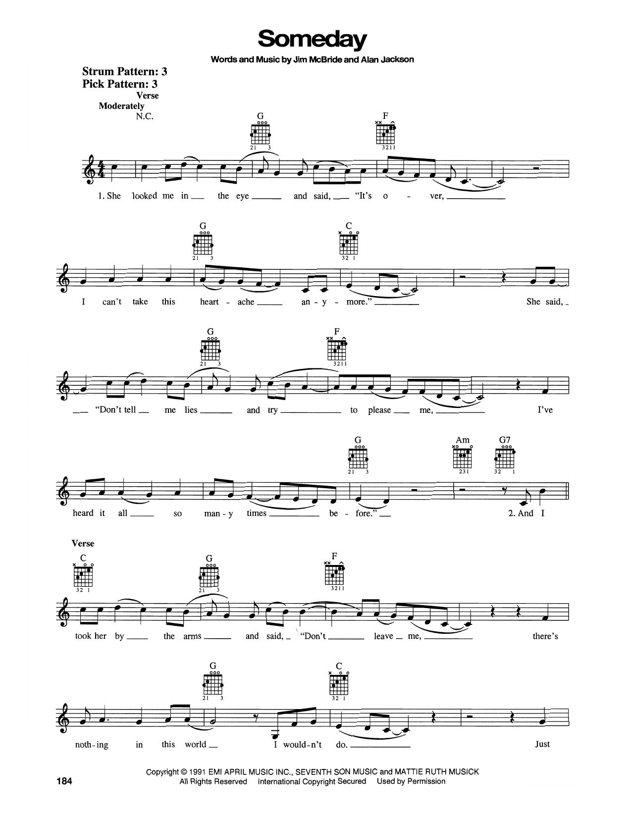 Alan Jackson Someday sheet music notes and chords. Download Printable PDF.