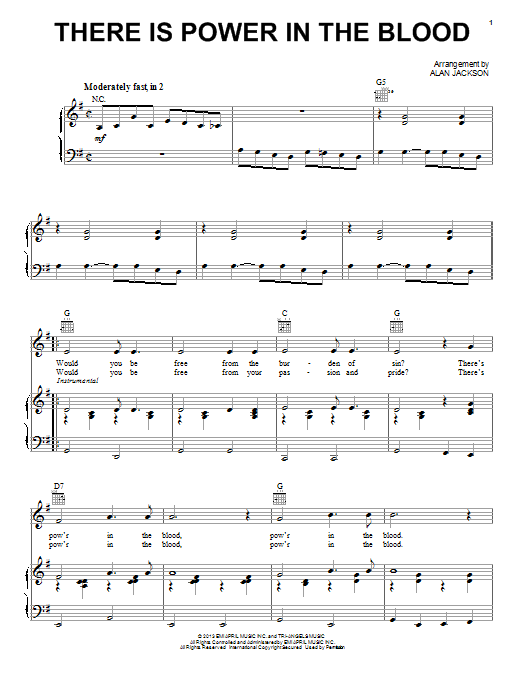 Alan Jackson There Is Power In The Blood sheet music notes and chords. Download Printable PDF.