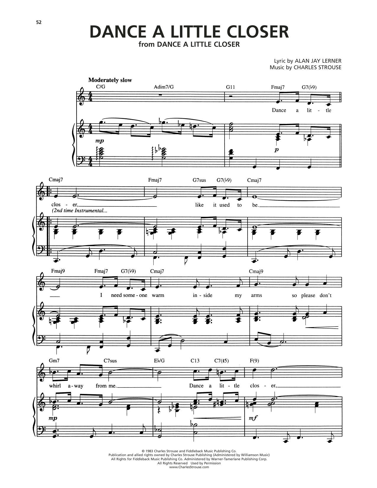 Learn to play Alan Jay Lerner Dance A Little Closer sheet music for Piano & Vocal in minutes. Price: 7.8900$ Alan Jay Lerner Dance A Little Closer sheet music notes and chords arranged for Piano & Vocal