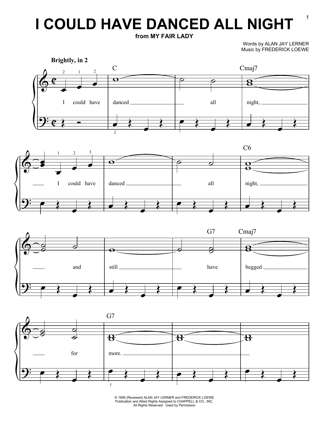 Alan Jay Lerner I Could Have Danced All Night sheet music notes and chords. Download Printable PDF.