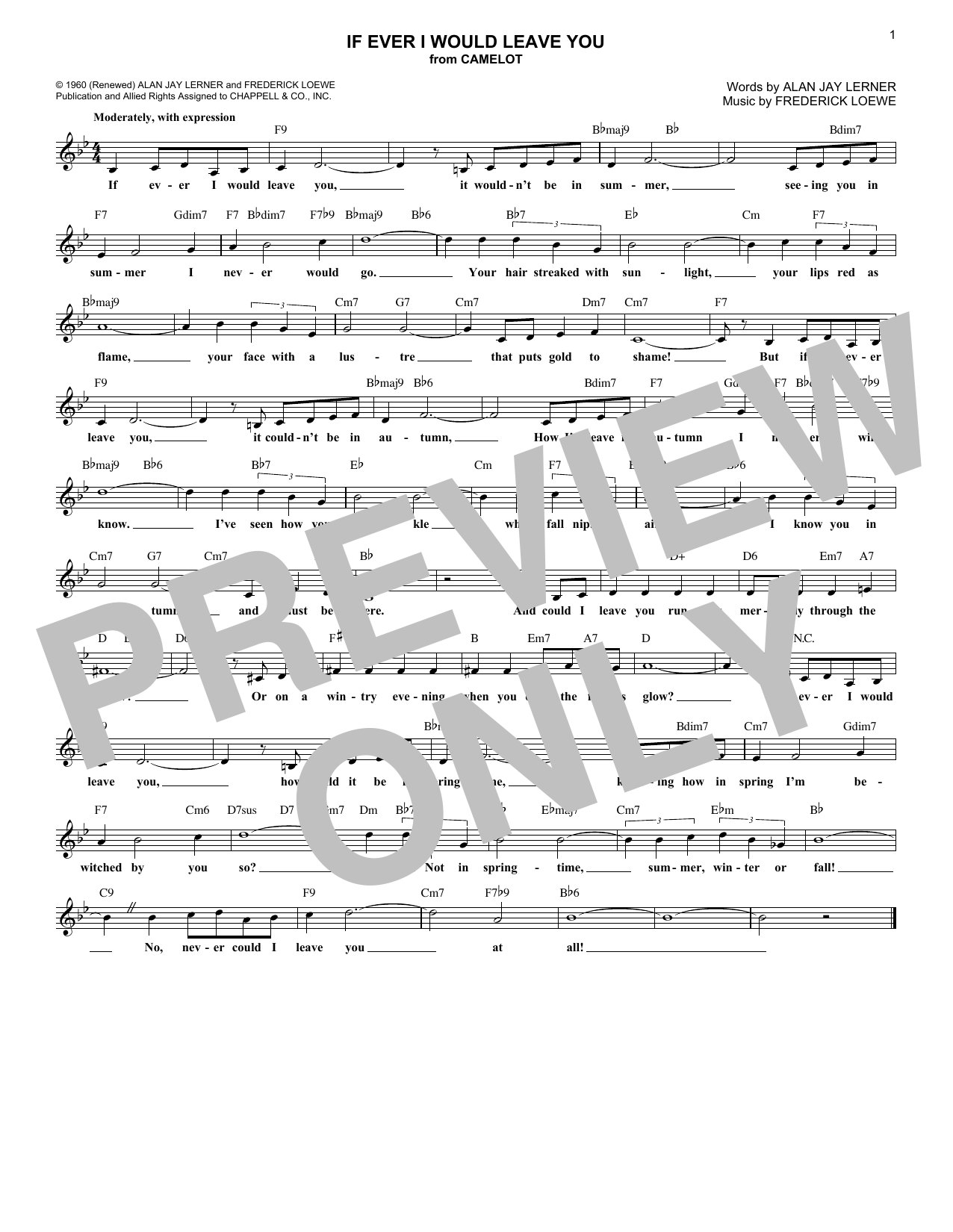 Alan Jay Lerner If Ever I Would Leave You sheet music notes and chords. Download Printable PDF.