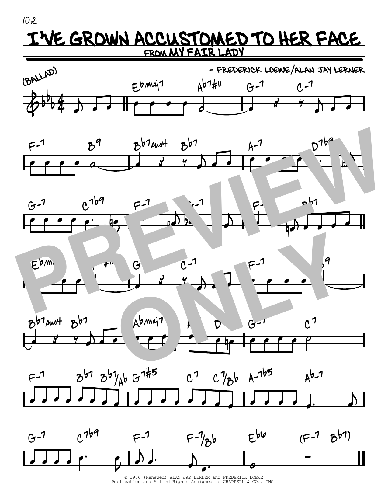 Alan Jay Lerner I've Grown Accustomed To Her Face sheet music notes and chords arranged for Real Book – Melody & Chords