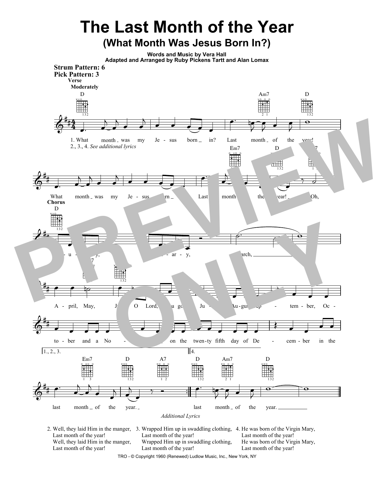 Alan Lomax The Last Month Of The Year (What Month Was Jesus Born In?) sheet music notes and chords. Download Printable PDF.