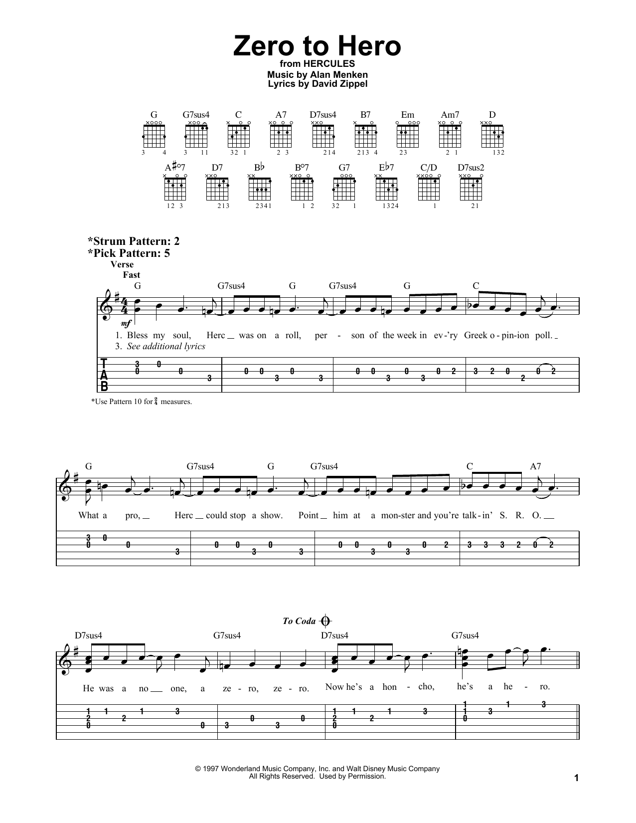 Alan Menken Zero To Hero sheet music notes and chords. Download Printable PDF.